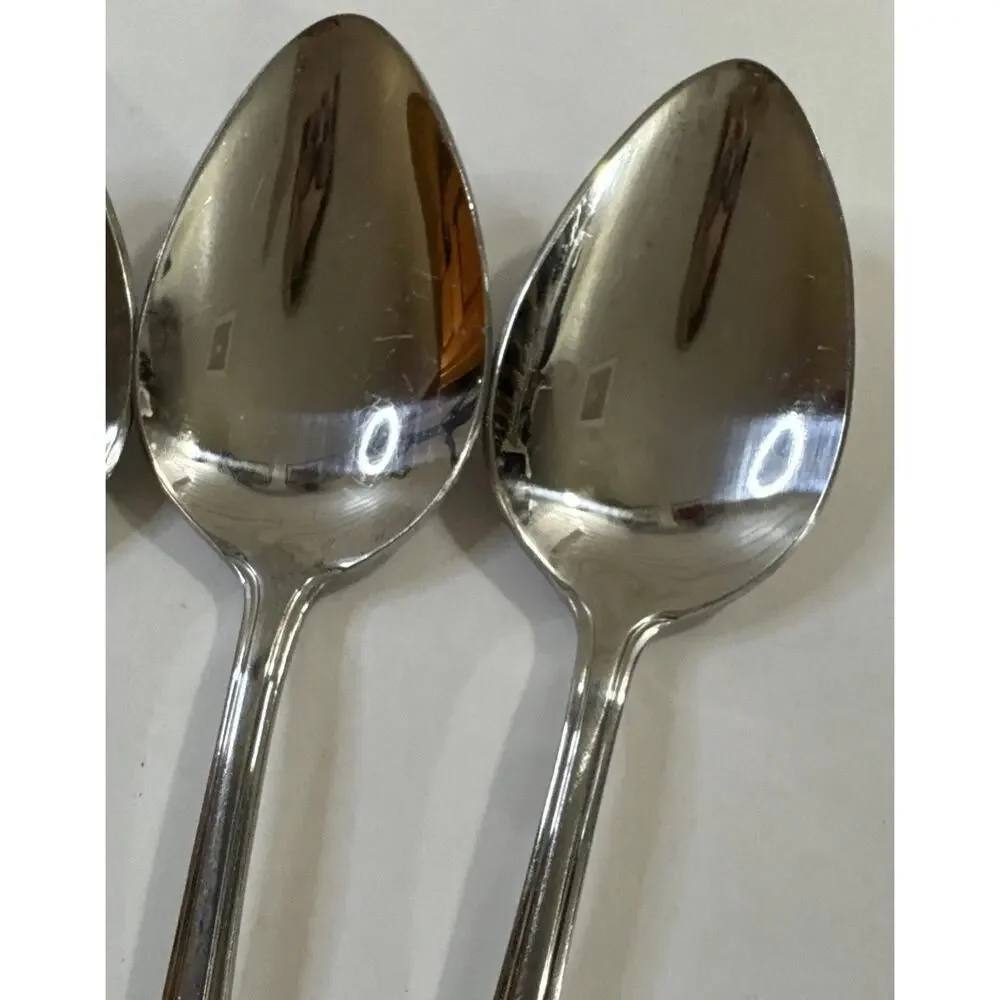Lot of 4 Vintage MCM Estia ESI14 7.5” Stainless Steel Tablespoons